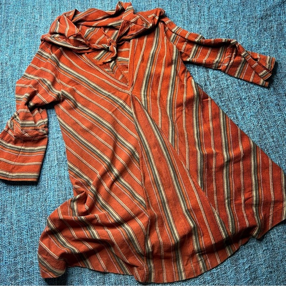 New Romantics by Free People Adobe Tie Back Swing Dress in Retro Stripe - Picture 5 of 8